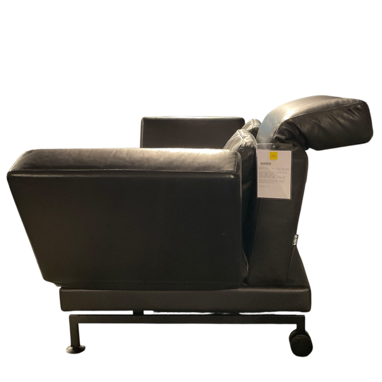 Brühl - Funktionssofa Moule Small Leder Lama 5669 0010 Schwarz Gestell Metall Mit Alu Rollen Hinten - 6