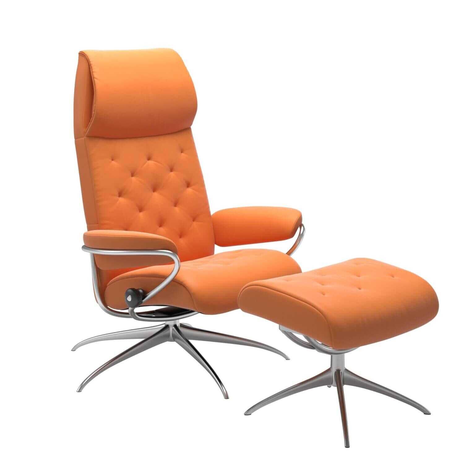 Stressless - Stressless Metro hohe Rückenlehne Standard Base Star Base Leder Paloma Clementine mit Hocker - 1
