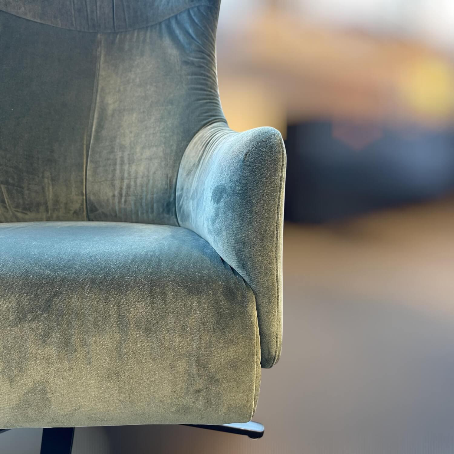 IP Design - Hochlehnsessel Flow Stoff City Velvet CA7832/137 Grau Blau Mit Sternfuß Schwarz Matt - 7