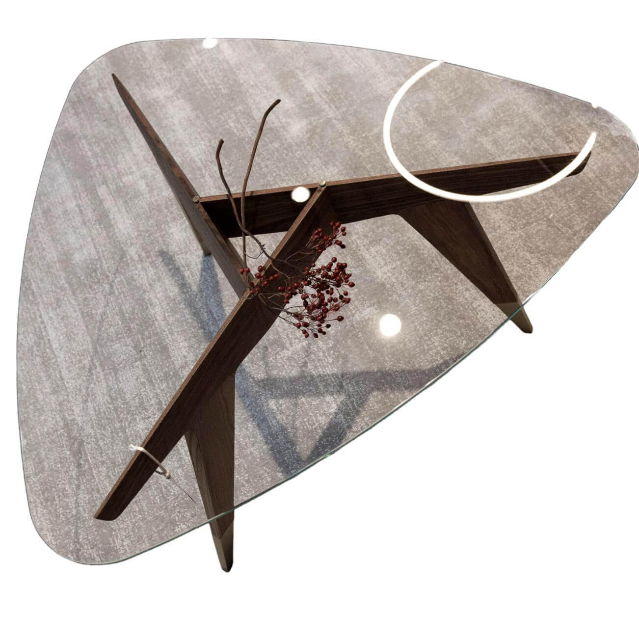 Abstelltisch Gio Ponti Platte Extraklares Transparentes Glas Gestell Palisanderkernholz