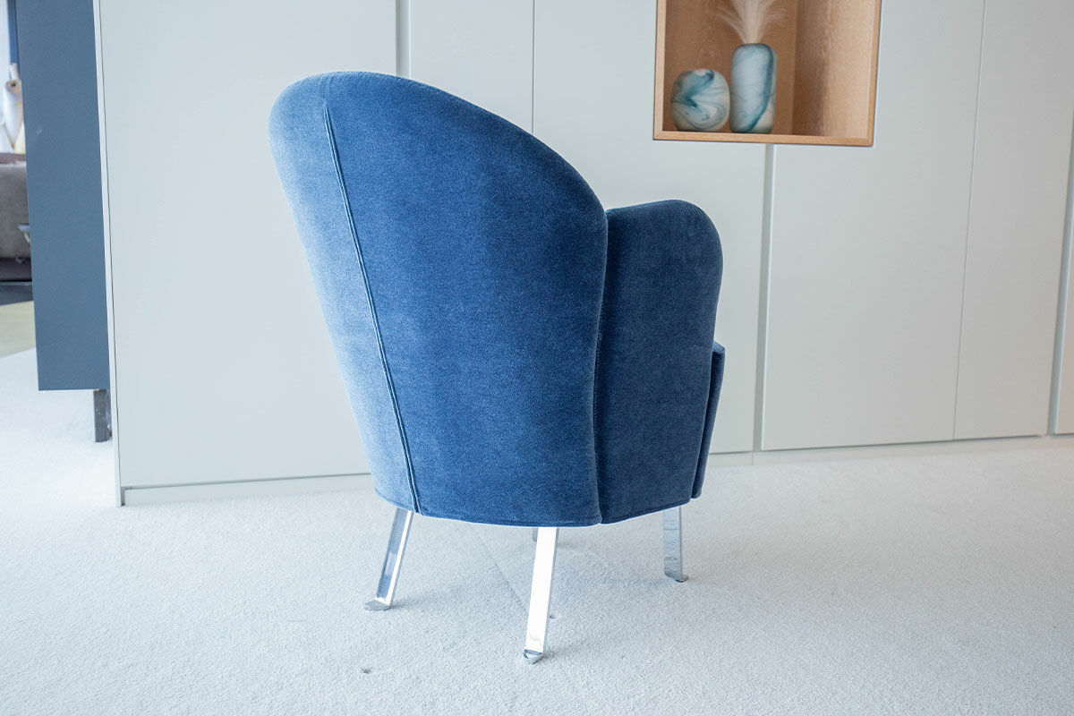 Brühl - Sessel Floret Stoff 4473 63 Blau Füße Flachstahl Verchromt Glänzend - 6