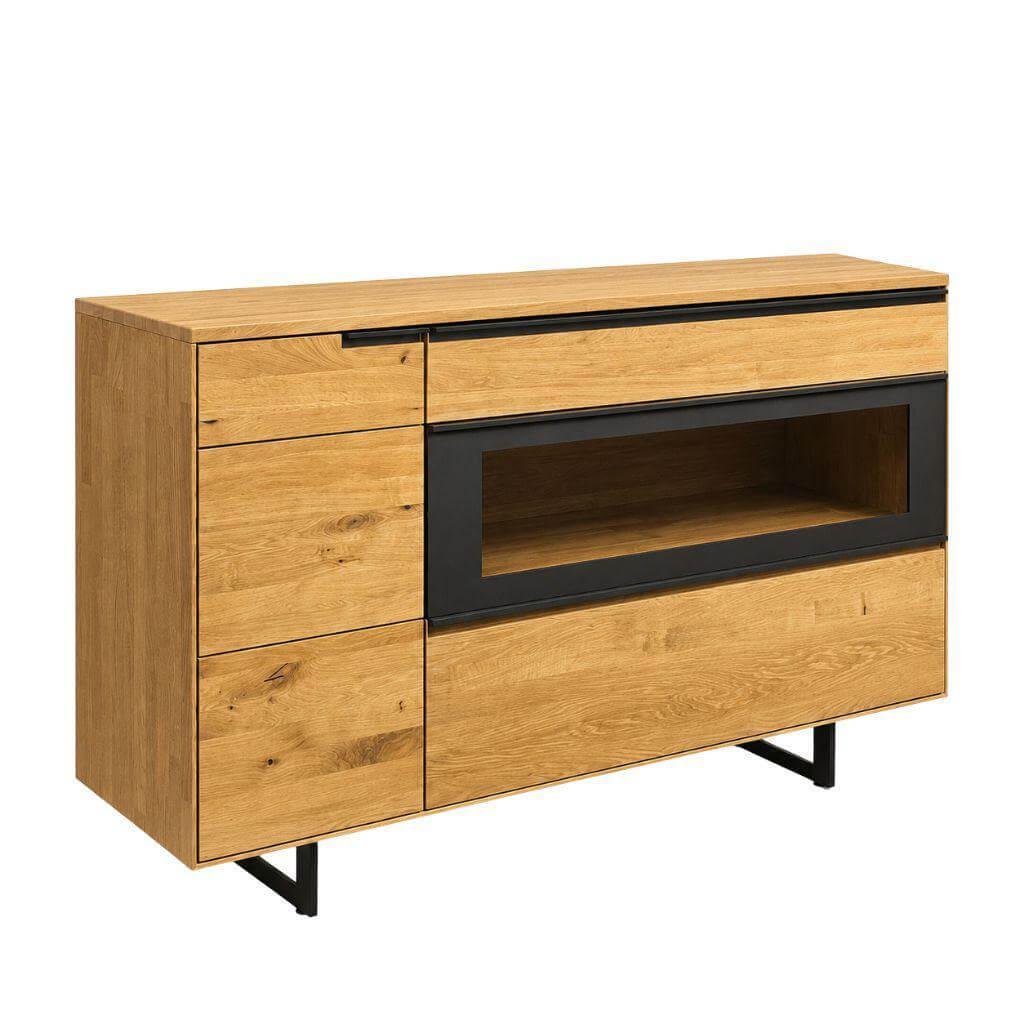 Wöstmann - Sideboard Cortona Wildeiche Massiv Soft Gebürstet Gestell Metall Anthrazit Ink. Beleuchtung - 1