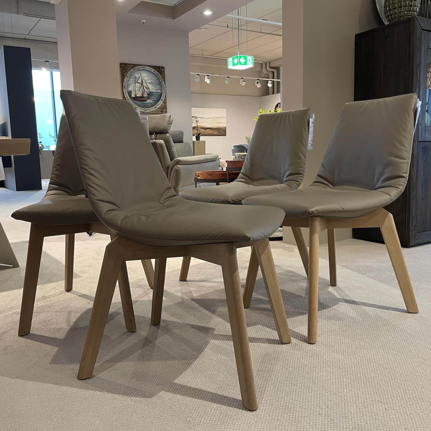Team 7 - 4er-Set Stuhl Lui Isfu EF In Leder L1 Origon 72218 Taupe Gestell Eiche Weißöl - 3