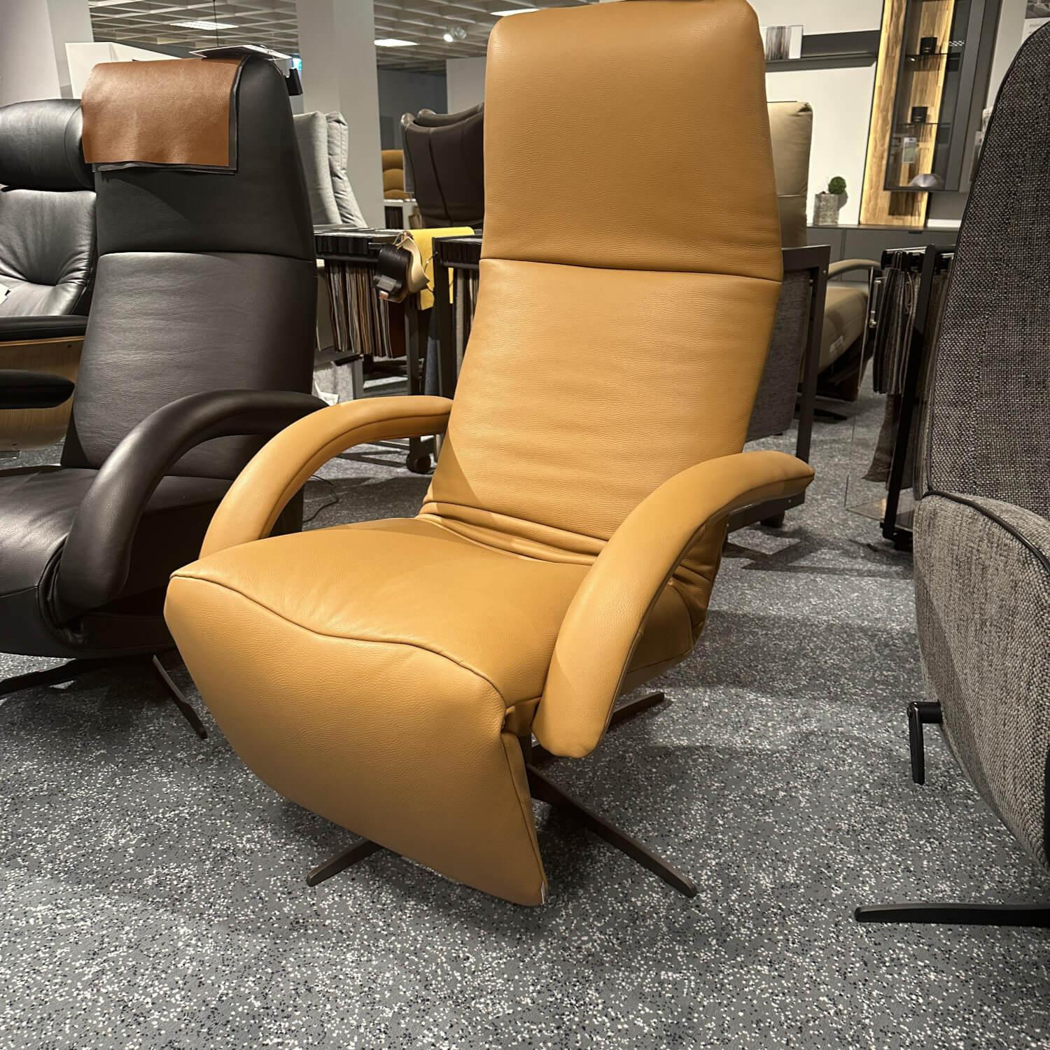 Jori - Relaxsessel Yoga JR 7360 Mono Move Medi Leder Celia Oro Gelb 4 Sternfuß Gewellt Bronze Matt Lackiert - 5