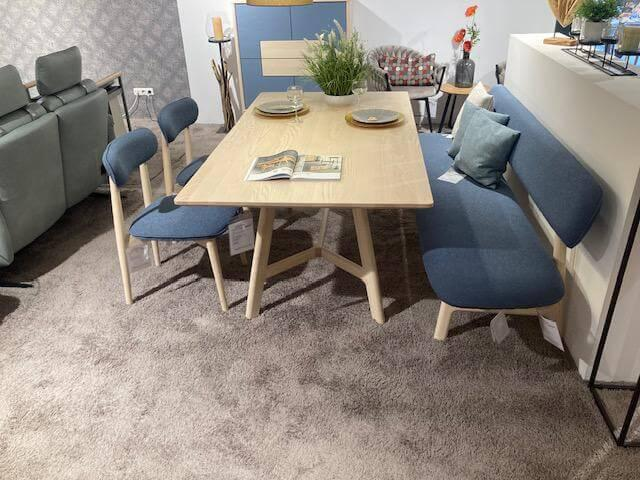 Anrei - Essgruppe Juna Esche Gebürstet Weiß-Geölt Tisch Stühle Bank - 2