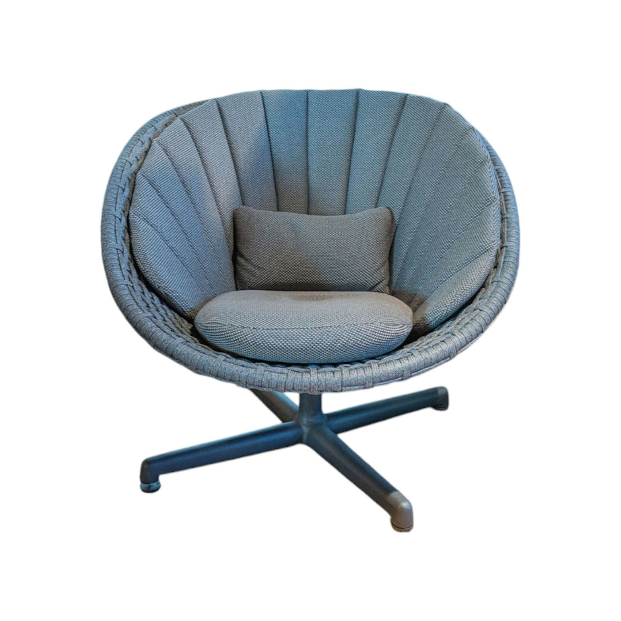 Cane Line - Outdoor Loungesessel Peacock Stoff Focus Dark Grey Dunkelgrau Schale Rope Dark Grey Dunkelgrau Gestell Aluminium Schwarz Drehbar - 1