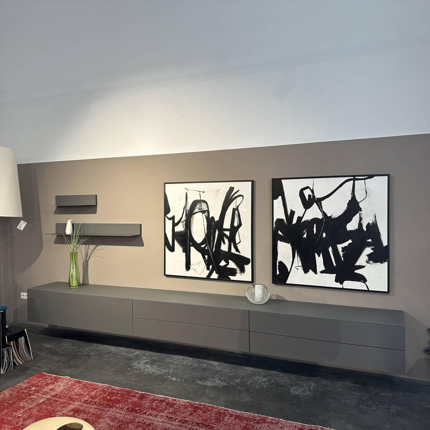 Contur - Sideboard 3900 Glattlack 411 Onyxgrau Abdeckplatte Glas Gefrostet Inklusive L Board Und Design Painting - 3