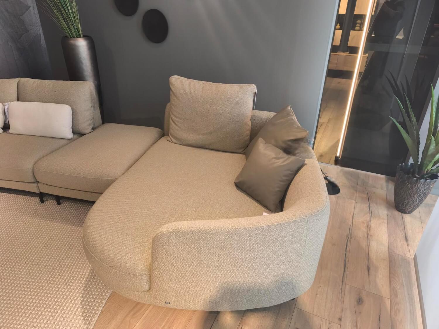 Rolf Benz - Sofa Kumo Stoff 24 550 Grau Beige Gussfuß Aluminium Glatt Matt Schwarz Pulverbeschichtet Inklusive Kissen - 3