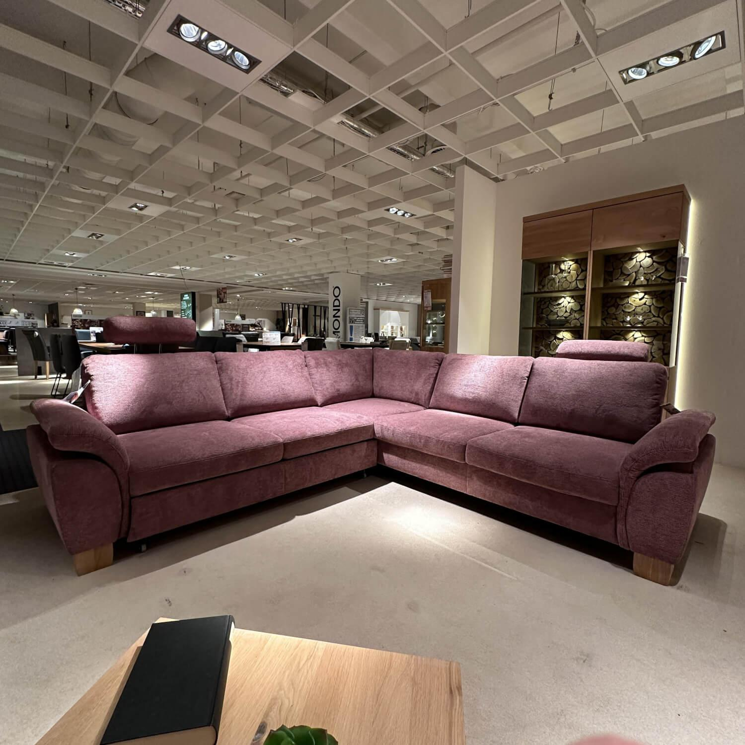 Systempolster - Ecksofa PP-LA21008 Stoff Famosa Wine Violett Gestell Holz Inklusive Kopfstütze Kissen - 11