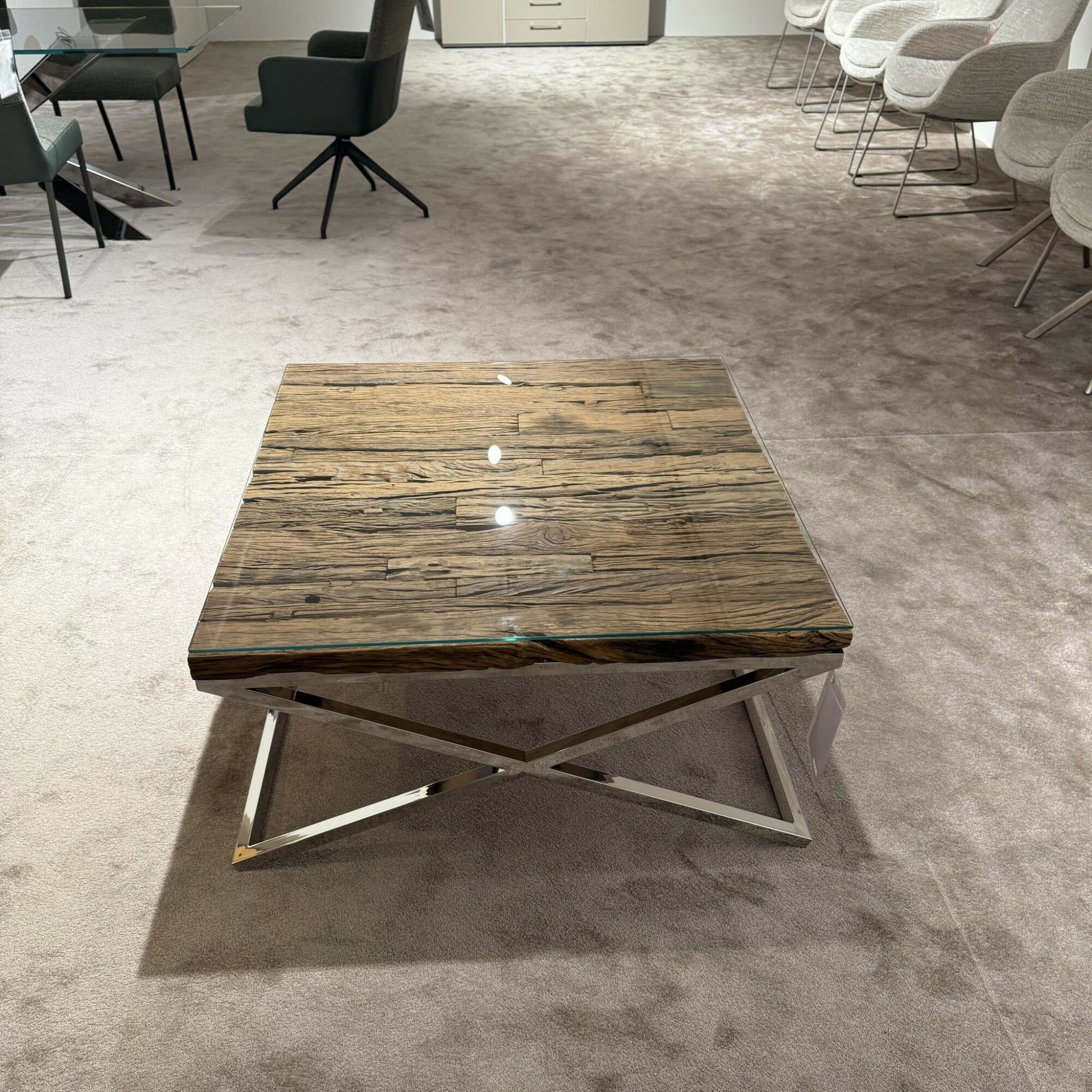 Richmond - Couchtisch Richmond Kensington Platte Glas Gestell Edelstahl - 5
