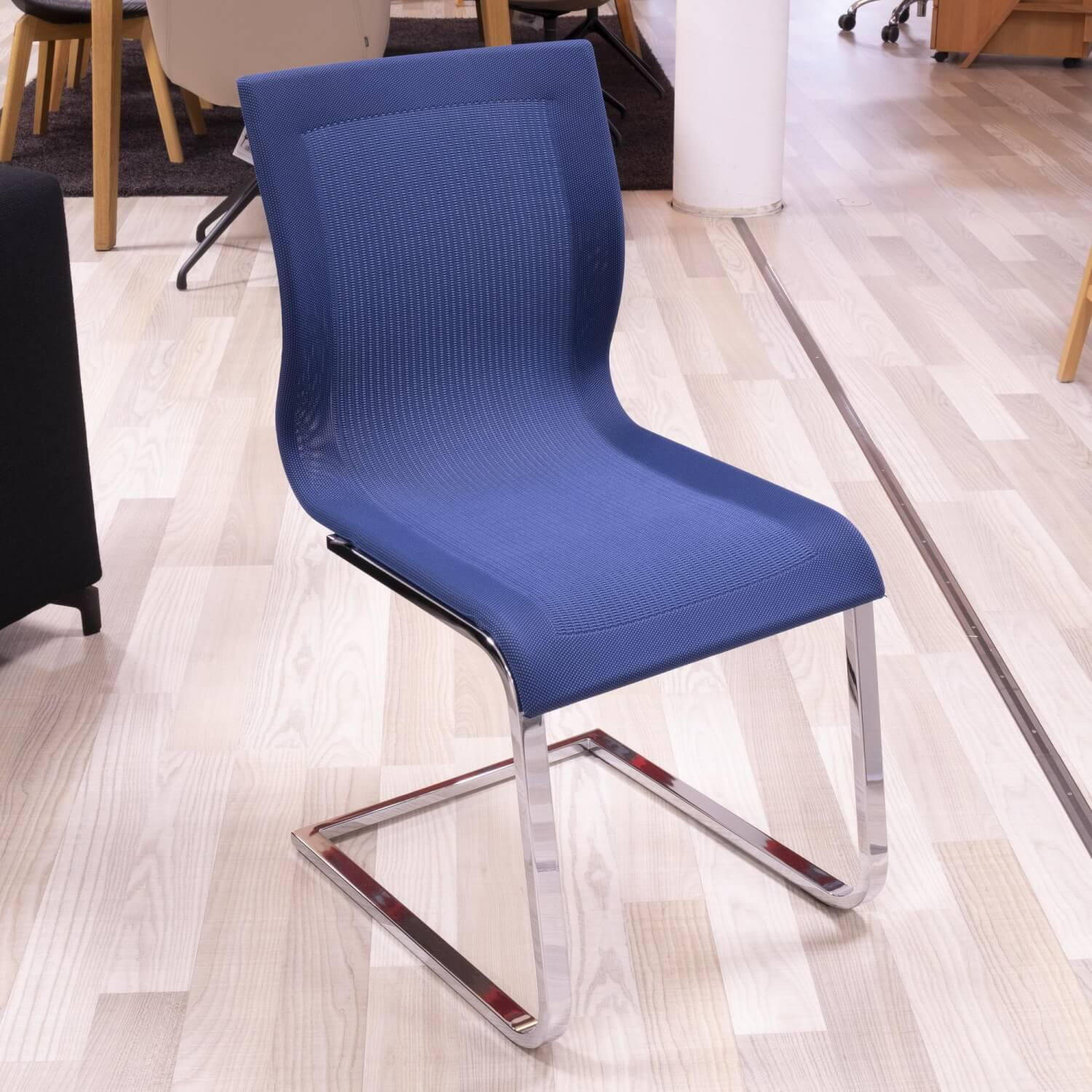 4er-Set Stuhl Magnum Sitzschale Stricktex Blau Gestell Stahl Verchromt