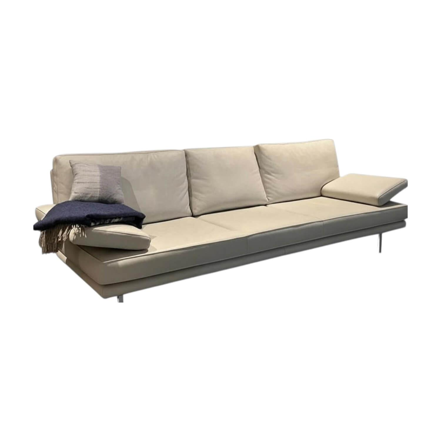 Walter Knoll - Sofa Living Platform 400 30 FLFR Leder Cashmere 1344 Hellgrau Gestell Hochglanz Verchromt - 1