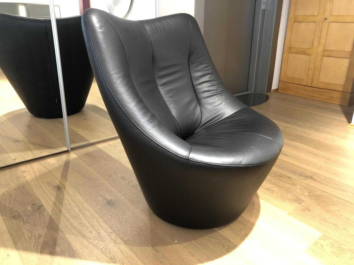 Ligne Roset - Drehsessel Anda Leder 1 Schwarz - 2
