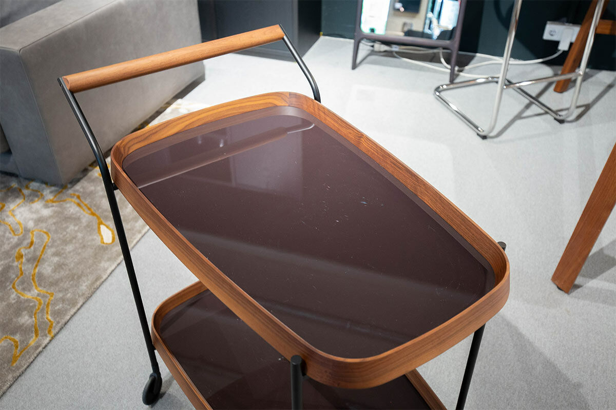 Porada - Servierwagen Jet 1 Nussbaum Canaletta Platten Lack Cioccolato Lucido Braun Gestell Metall Schwarz Mit Rollen - 4