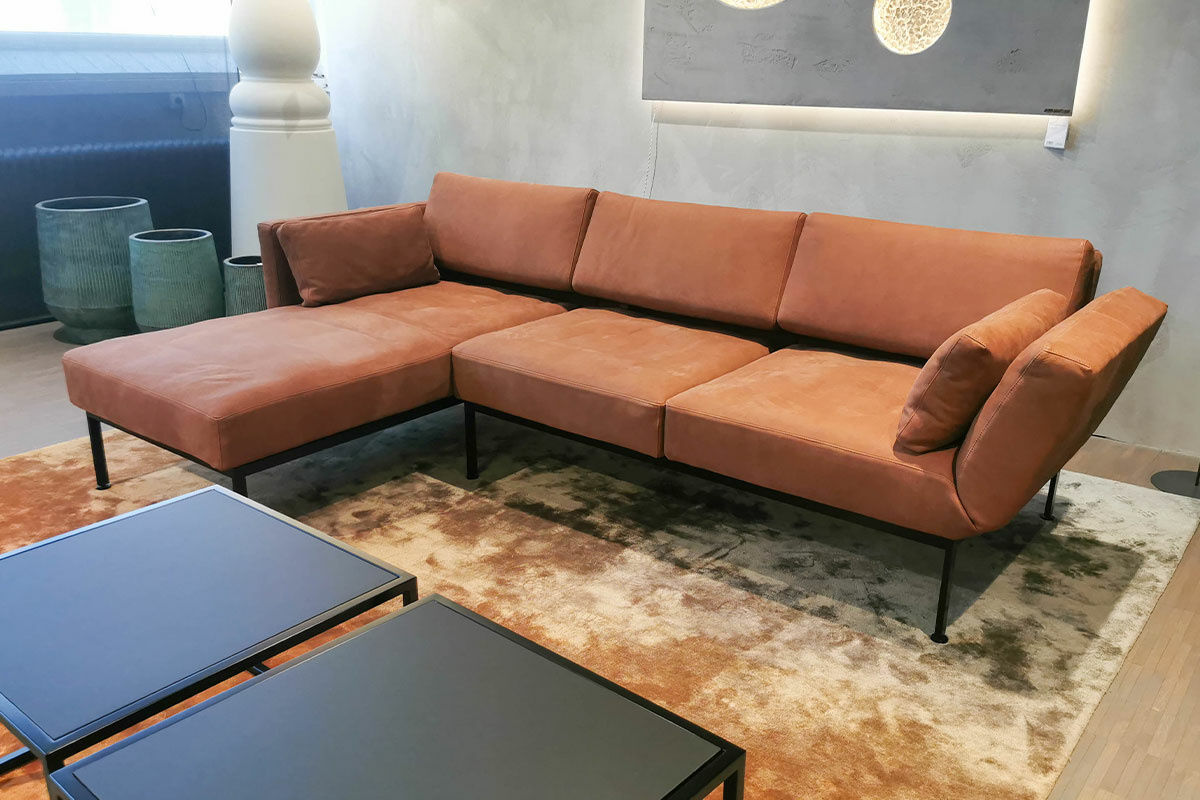 Brühl - Multifunktionssofa Roro Soft Leder 5668-45 Taron Cognac Braun Gestell Metall Schwarz - 4