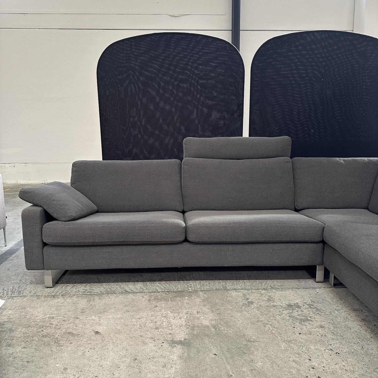 COR - Ecksofa Conseta Stoff 8078 Tabak Anthrazit Metallkufe F04 Stahl Feinstruktur Mit Kopfstütze - 6