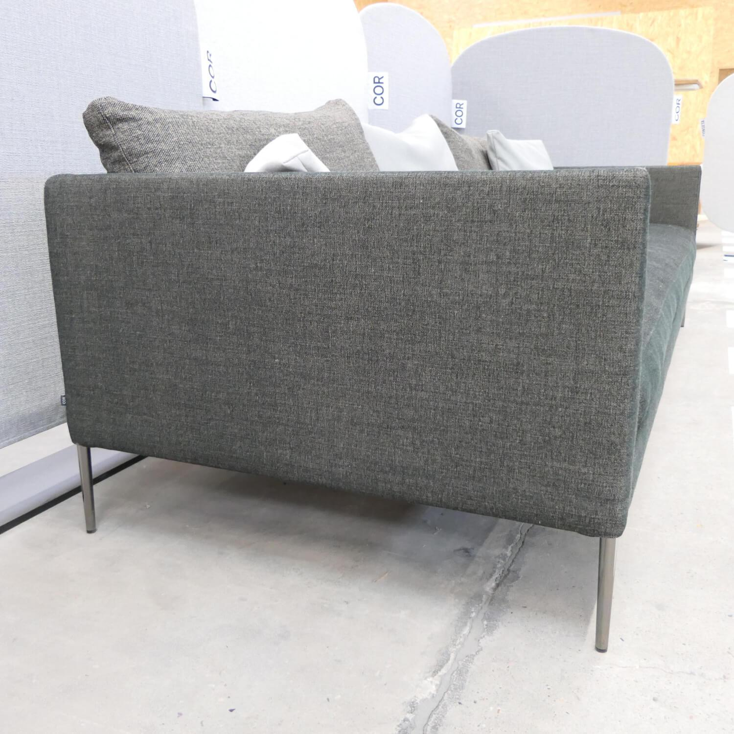 COR - Sofa Pilotis Stoff 8161 Schwarz Braun Füße Schwarz Chrom Inklusive Rückenkissen - 6