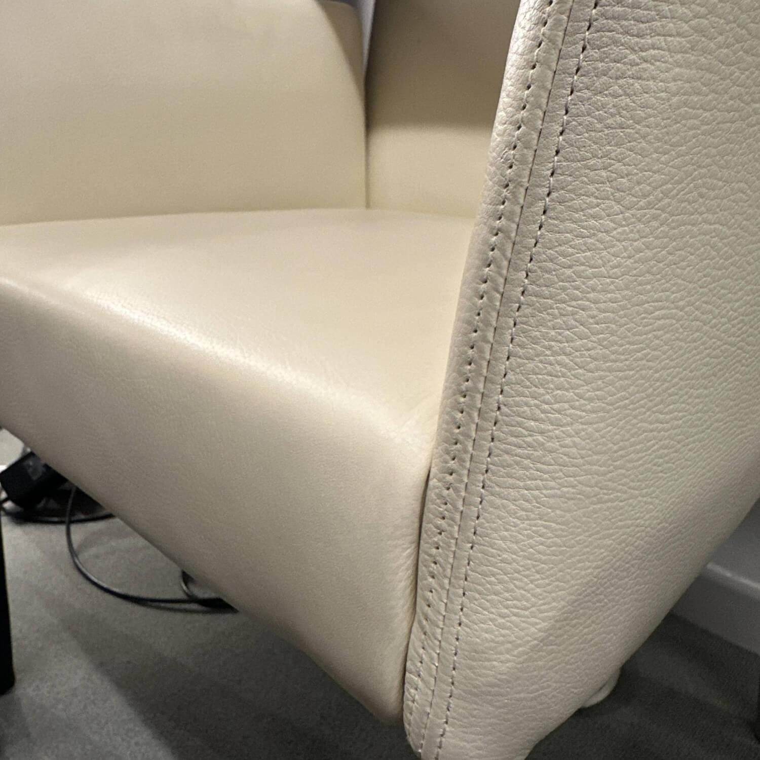 Walter Knoll - Armlehnstuhl Jason Leder 50 Palomino 1310 Elfenbein Creme Gestell Velourmatt Verchromt - 3