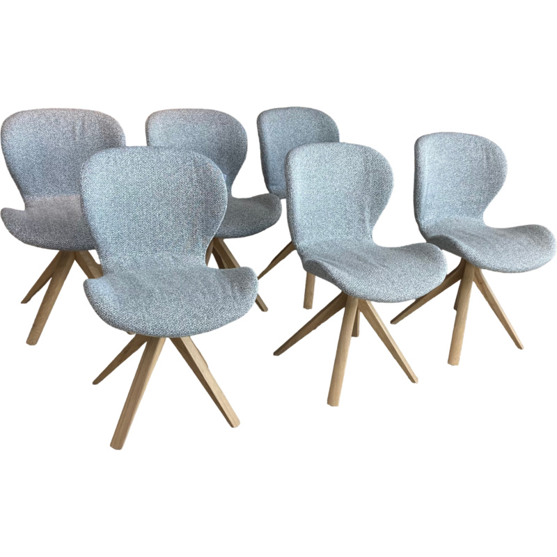 Wimmer - Stuhlgruppe Wodan Stoff Q2 Curl Grau Gestell Massive Asteiche Bianco - 1