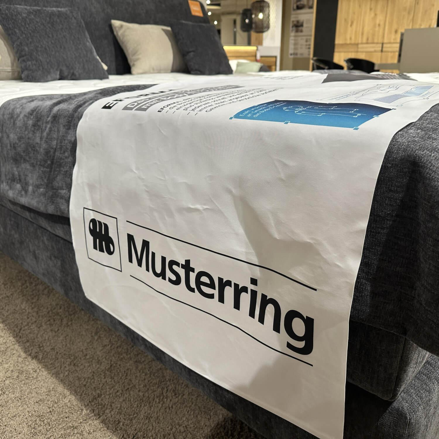 Musterring - Boxspringbett Eforma Stoff 05221Blau Füße Schwebeoptik Schwarz Inkl. Matratzen Und Topper - 4