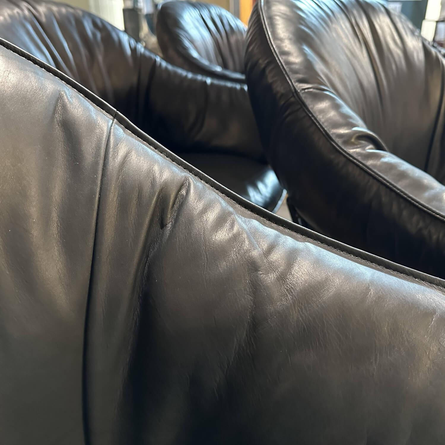 Freifrau - 6er Set Armlehnstühle Marie Leder Adora Ebony 95001 Schwarz Gestell 4-Fuß Stahlgestell Schwarzchrom ME400 - 5