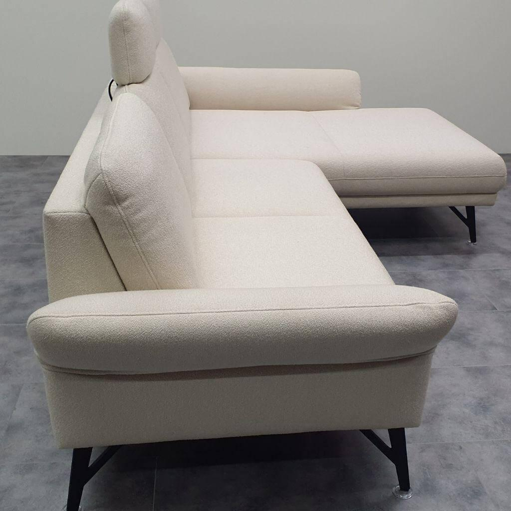 himolla - Ecksofa 1580 Stoff 20 Q2 Loop Vanilla Gestell Metallfuß Anthrazit Pulverbeschichtet Abschlussrecamiere Elektrisch - 4