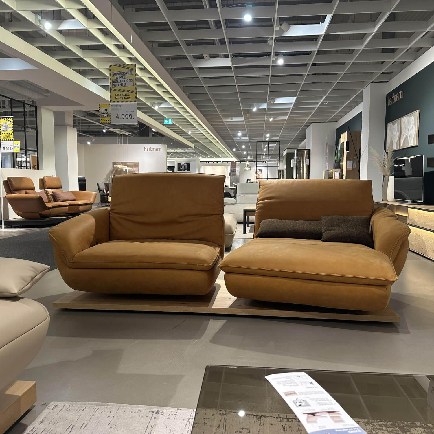 Koinor - Sofa Mooove Leder A-India Sun Braun Plateau Wildeiche Furniert - 5