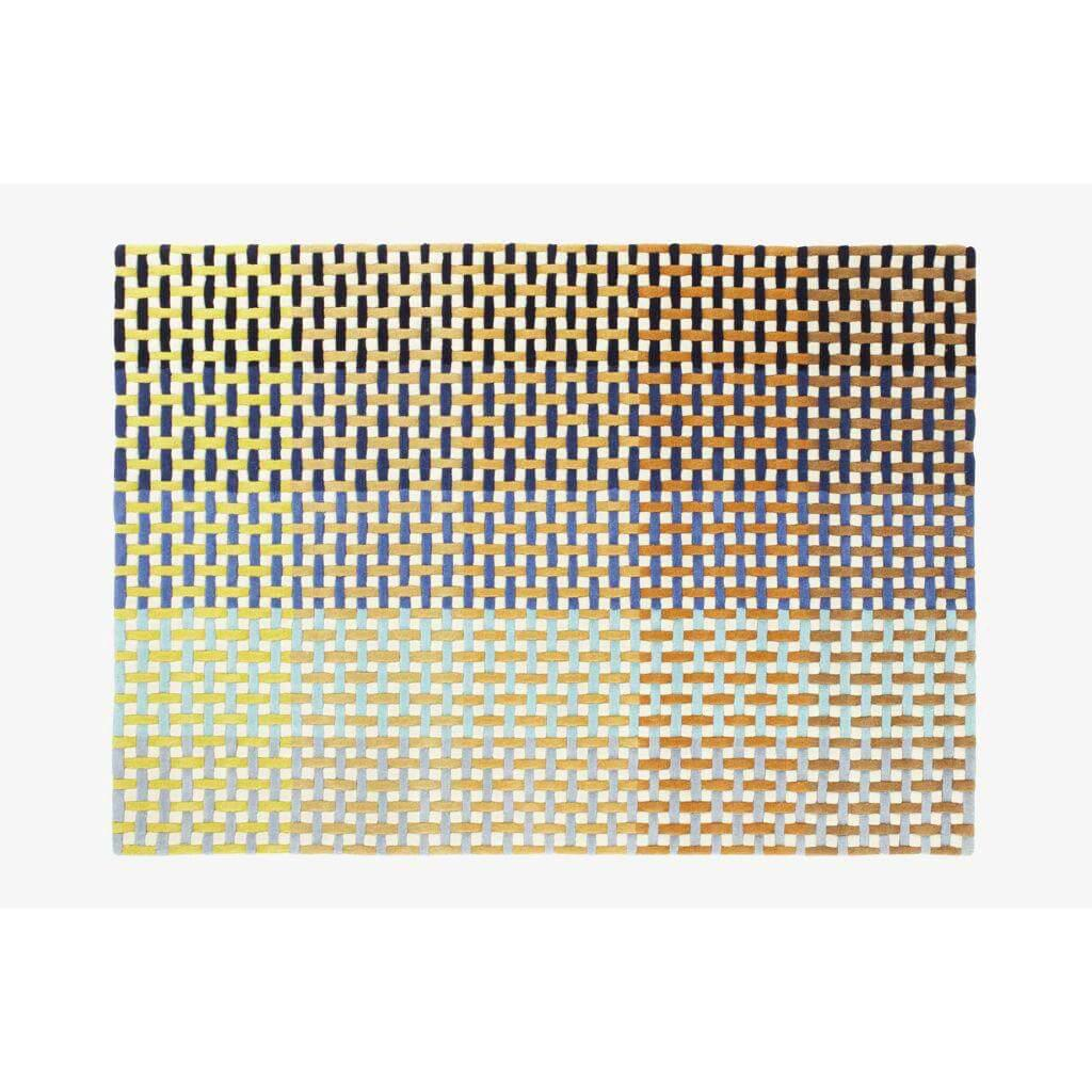 Ligne Roset - Teppich 207x297 Entrelacs Wolle Blau Gelb Creme Handgetuftet - 1