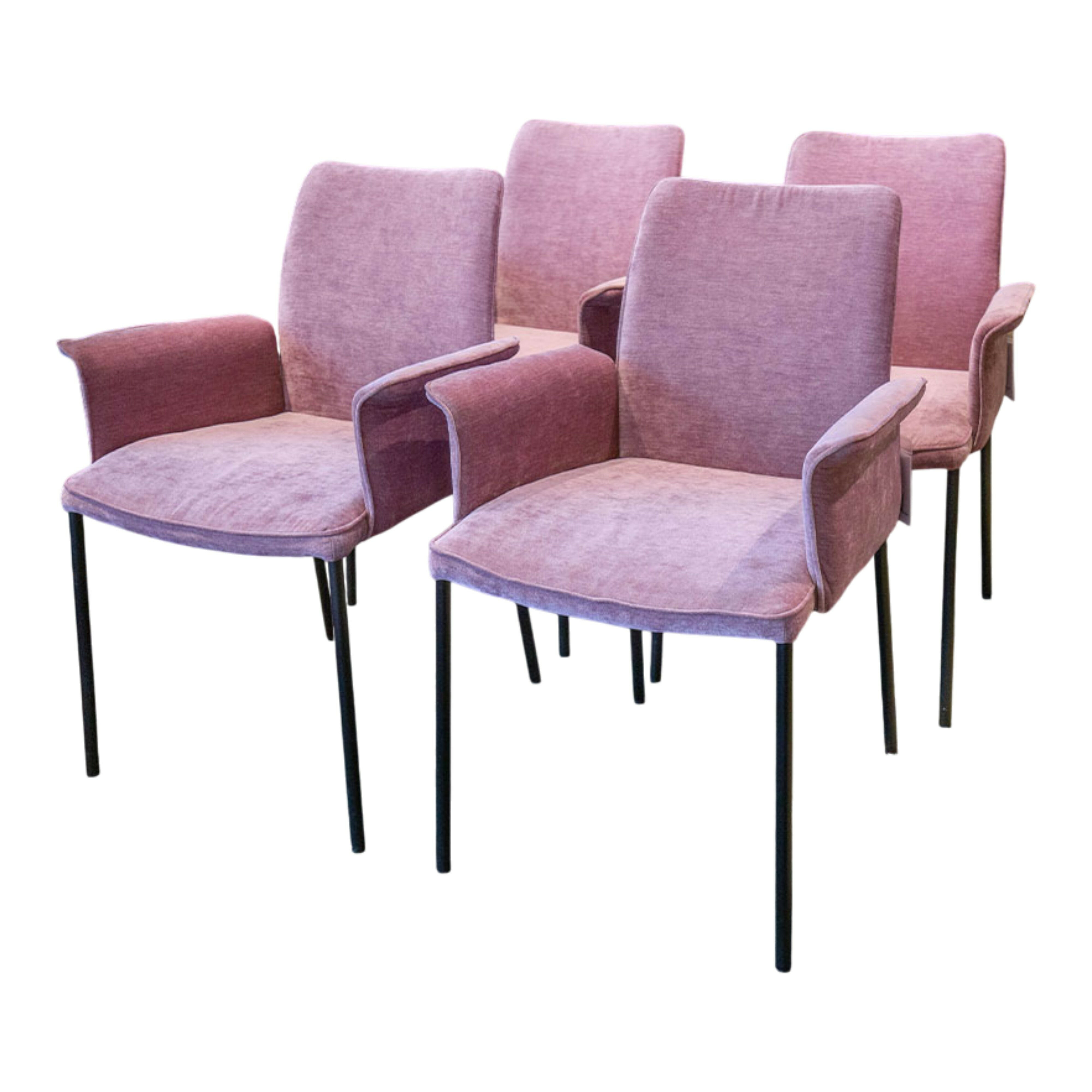 Christine Kröncke - 4er-Set Stuhlgruppe Jaro-200 Stoff Eloy 060 Rosewood Rosa Gestell Edelstahl Schwarz Gepulvert - 1