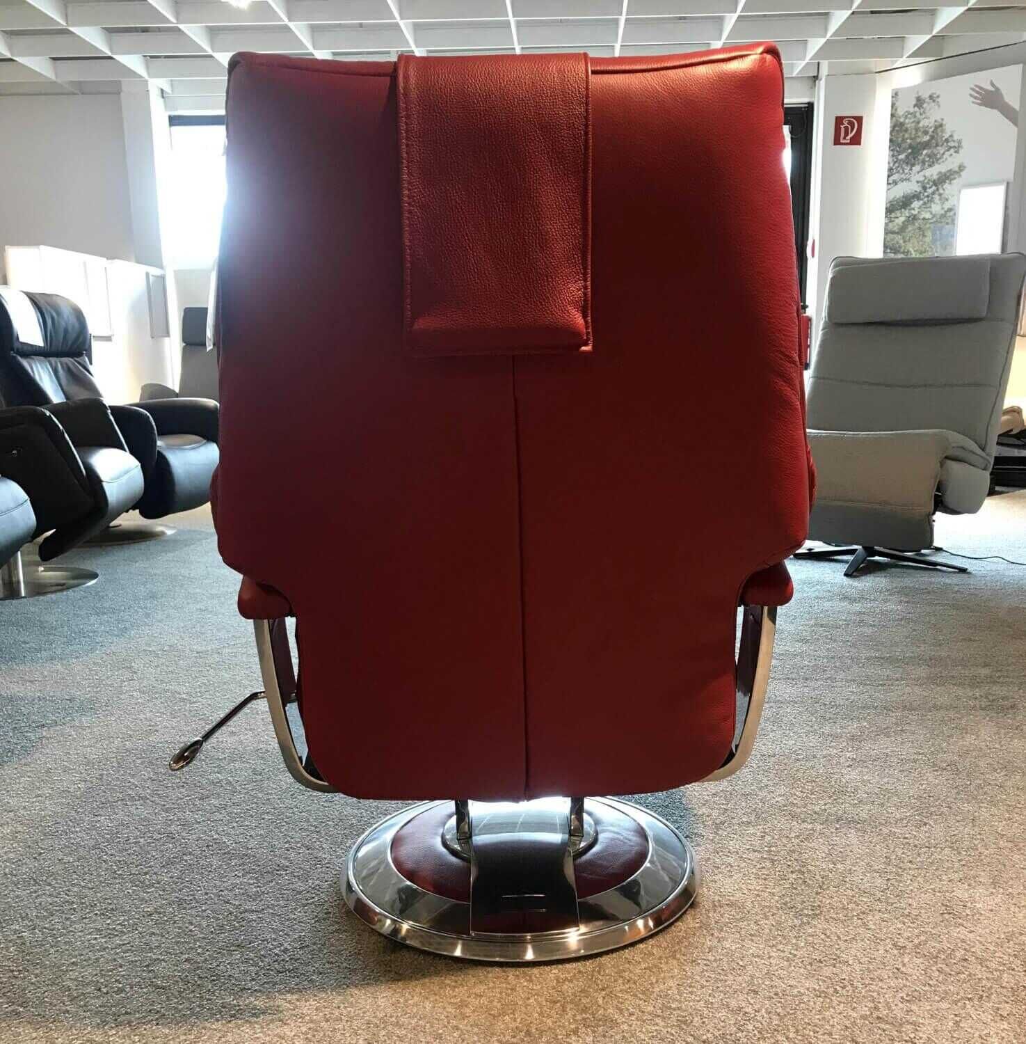 himolla - Sessel Zerostress Leder 33 Rot Longso Chiant mit Nackenkissen - 5