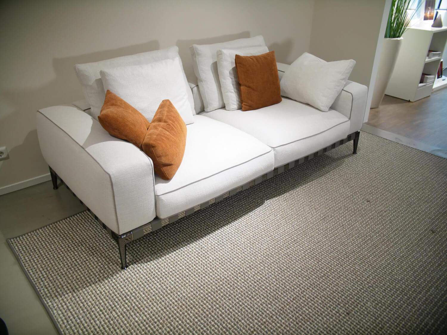 Flexform - Sofa Gregory XL Stoff Elvira N1721 Cat Extra Weiß Gestell Schwarz Chrom - 7