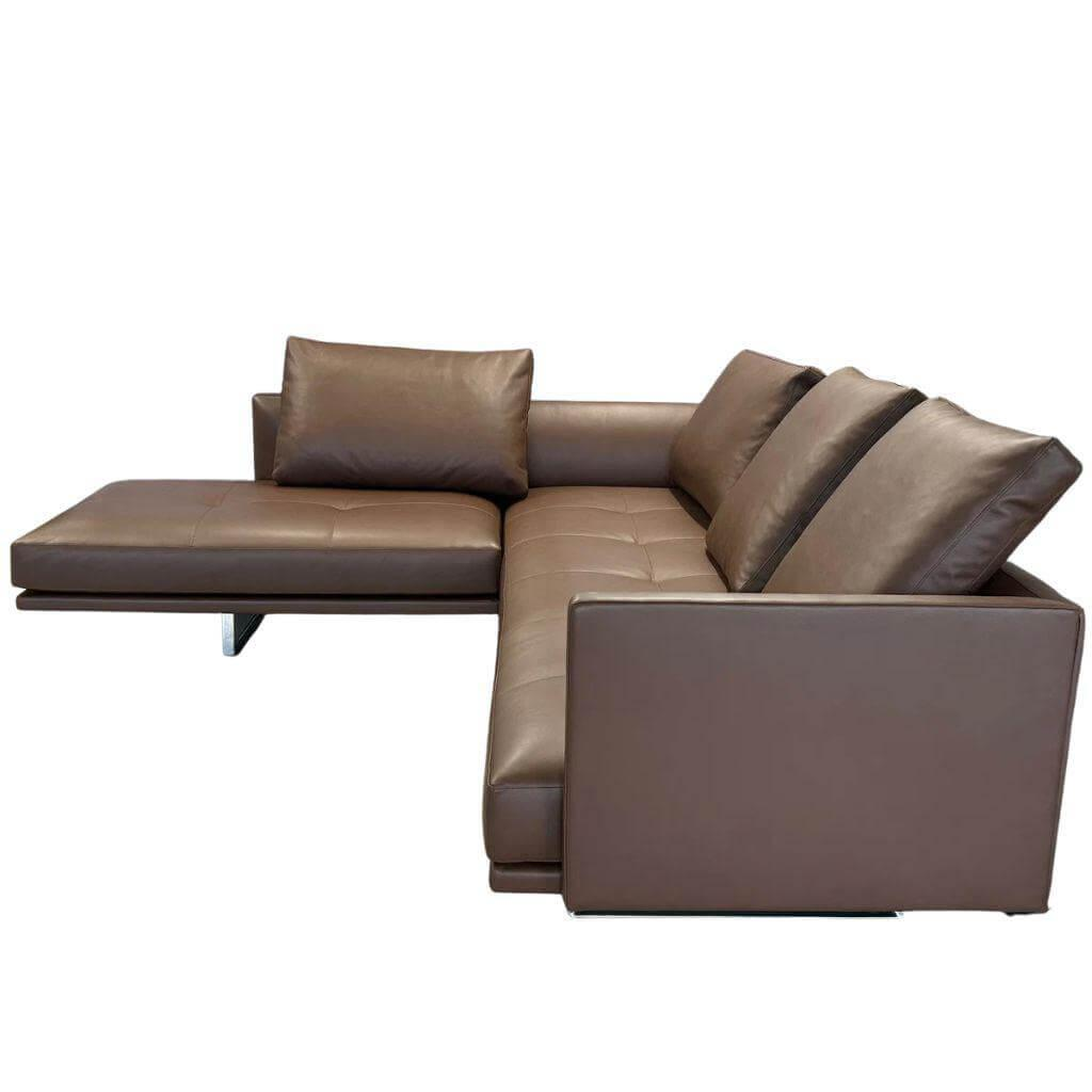 Walter Knoll - Ecksofa Prime Time Leder Elen Toffee Braun Kufen Aluminium Hochglanz Poliert - 5