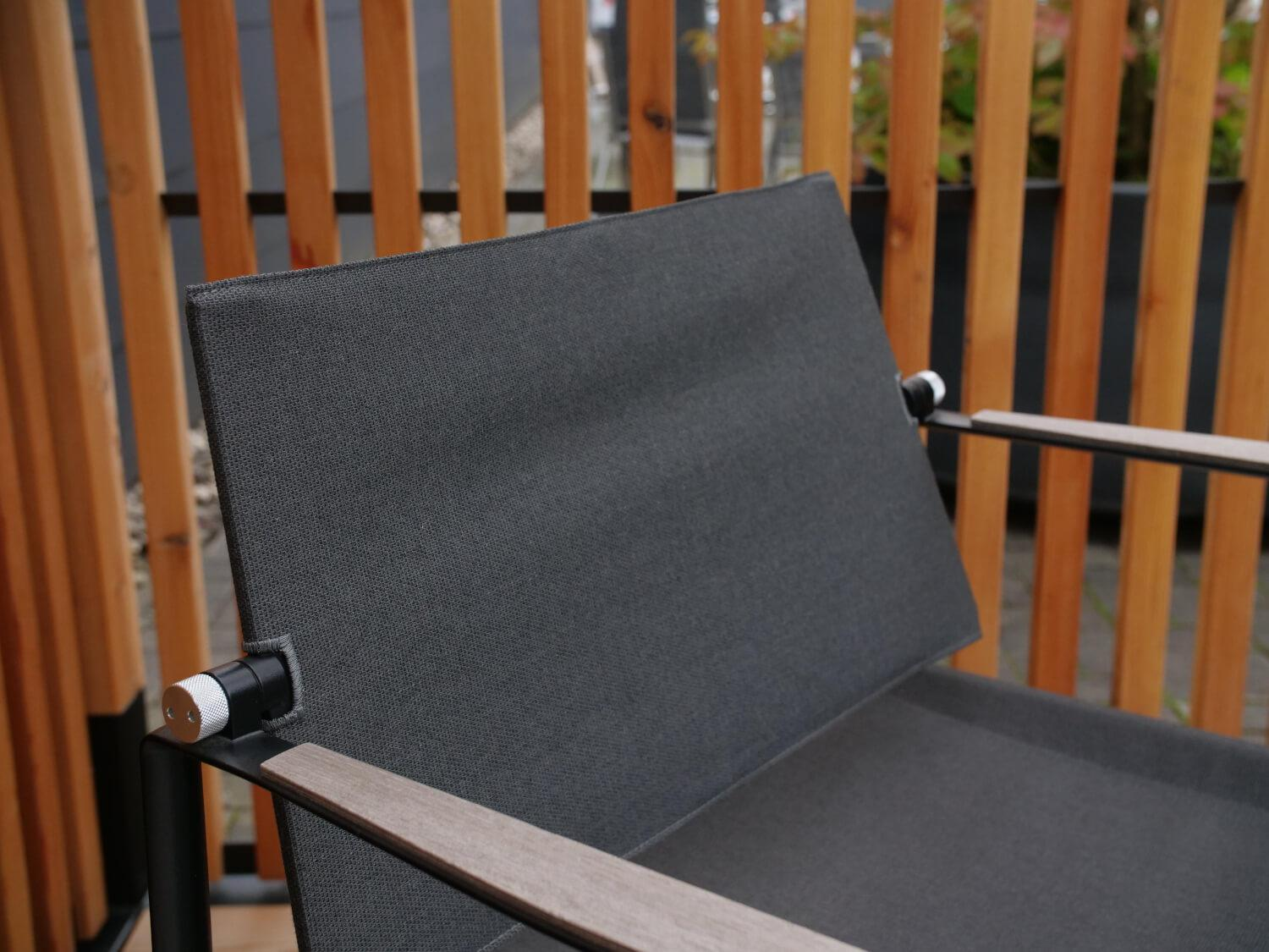 DEDON - Sessel Seax Stoff Sling Sail Shade 627 Rahmen Schwarz Armlehnen Mit Hocker - 3