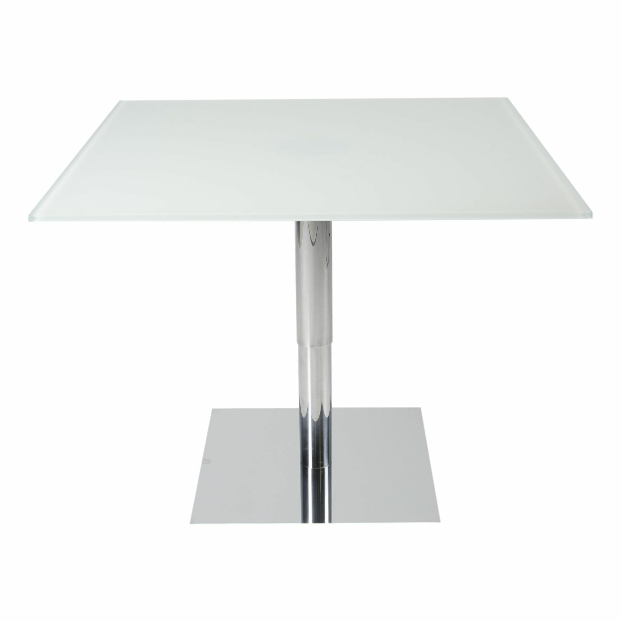 Draenert - Esstisch 1010 Lift IV Satiniertes Weissglas Bodenplatte Matt-Chrom - 1