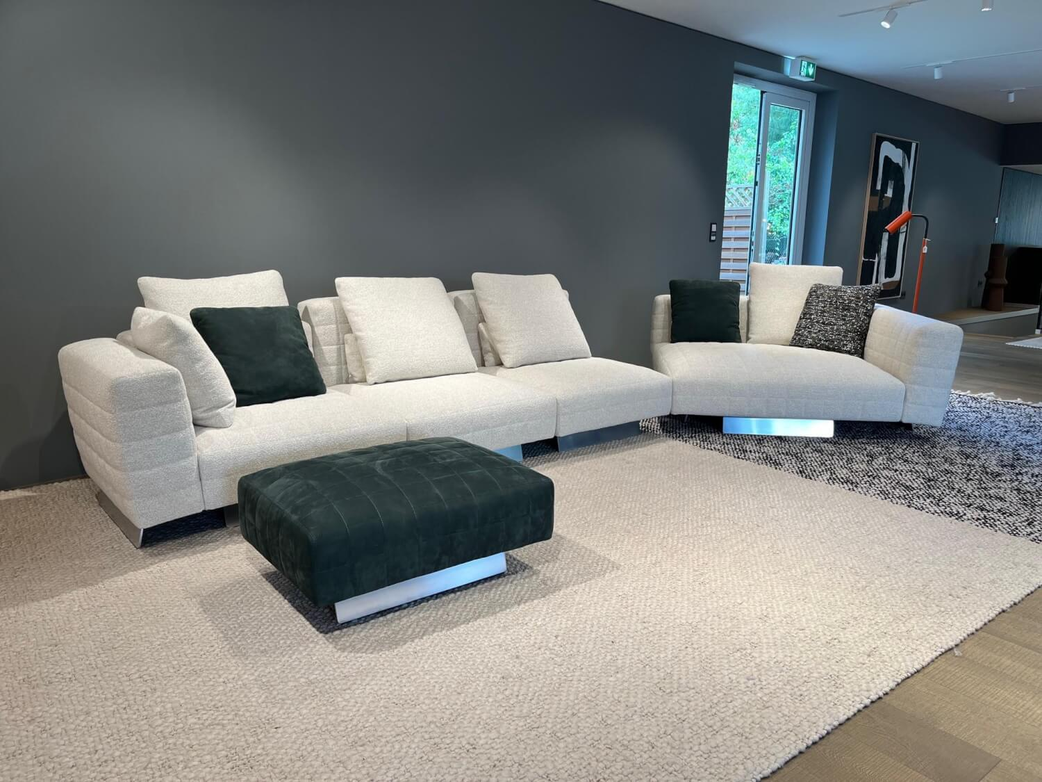 Minotti - Sofa Twiggy Stoff Sable 02 Ecru Weiß Gestell Aluminium Gebürstet Mit Sessel Und Bank - Exklusives Angebot, wenn weg dann weg -  - 8