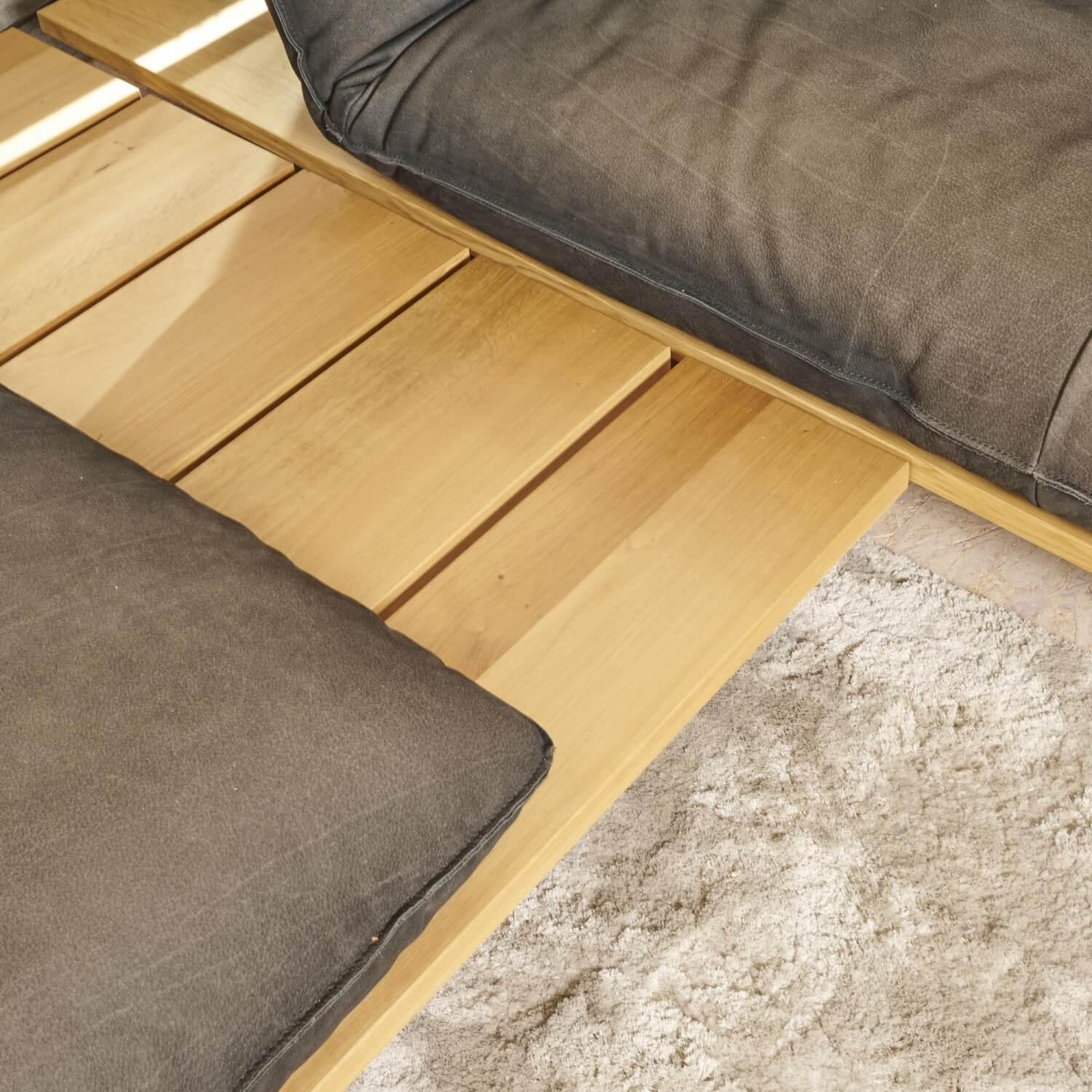 Bullfrog - Ecksofa Akito Bezug Leder Hippo Graphit 2250/73 Winkelfuß Schwarz Plateau Wildeiche Geölt Ohne Kissen - 3
