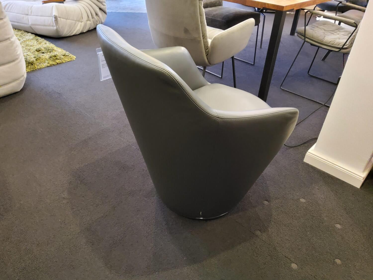 COR - Sessel Flint Leder Semi 296 Anthrazit Drehteller Metall Verchromt - 3