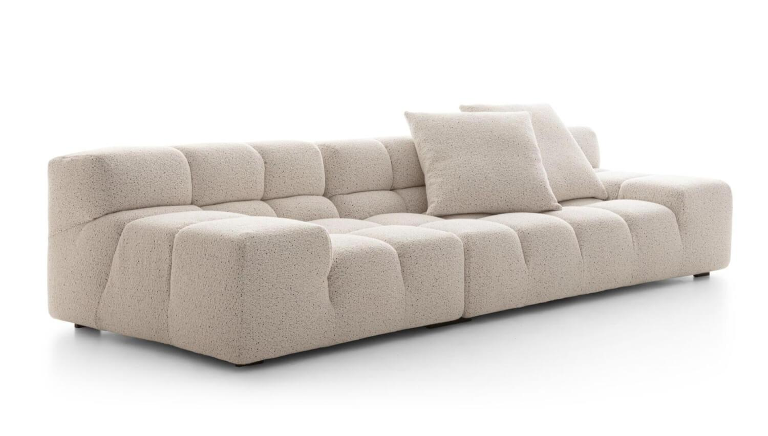 B&B Italia - Sofa Tufty Time Stoff Bouclé Sambuco Weiß Innenrahmen Stahlrohre Füße Schwarz Mit Kissen - 5