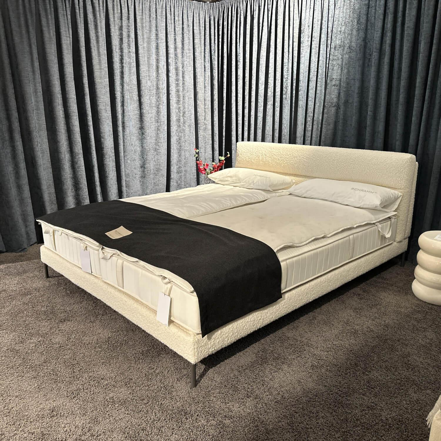 Schramm - Bett Cleo Origins Complete Stoff 4 Andy 2980 White Weiß Füße Metall Mit 2 Matratzen - 7