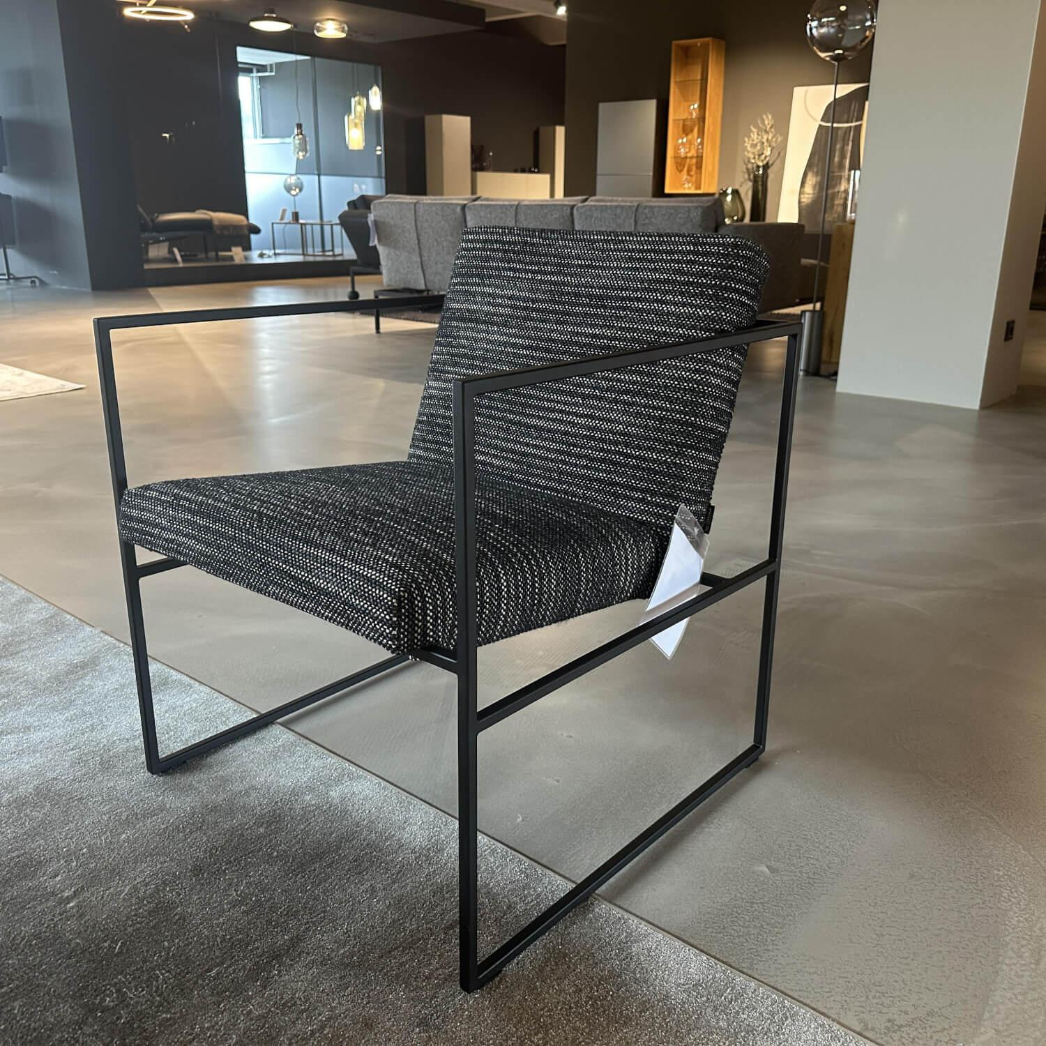 Brühl - Sessel Grace Glatt Ohne Steppung Stoff 5273 99 Schwarz Beige Gestell Metall Schwarz - 3