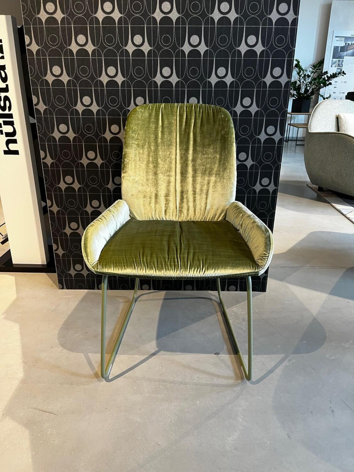 Hülsta - 4er-Set S1000 Stoff M273 Velours Glänzend Olivgrün RAL6013 Reed Green - 4