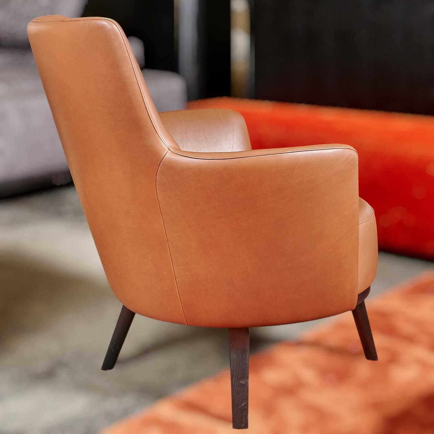 Bielefelder Werkstätten - Polo Cocktail Hochlehnsessel Leder Provence Braun mit Drehfunktion - 2