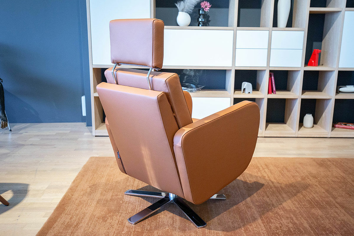 Strässle - Sessel Cubo Leder Rustica 70270 Nature Hellbraun Gestell Chrom mit 2 Motoren - 6