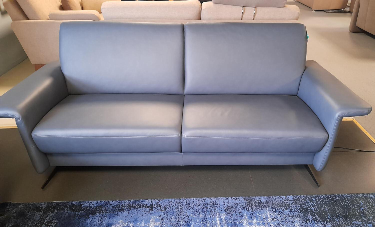 Arco - Garnitur 50017 Leder Arcolife Gala Fjord Blau Kufe Schwarz 2 Sofas - 4