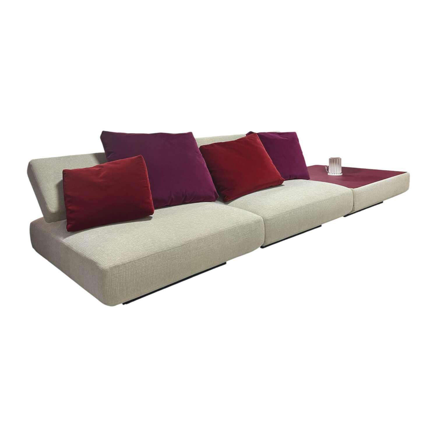 Paola Lenti - Sofa Agio Stoff Chenille Saint Germain CHE02 Beige Gestell Metall Grafite Grau Lackiert Inklusive Kissen - 1