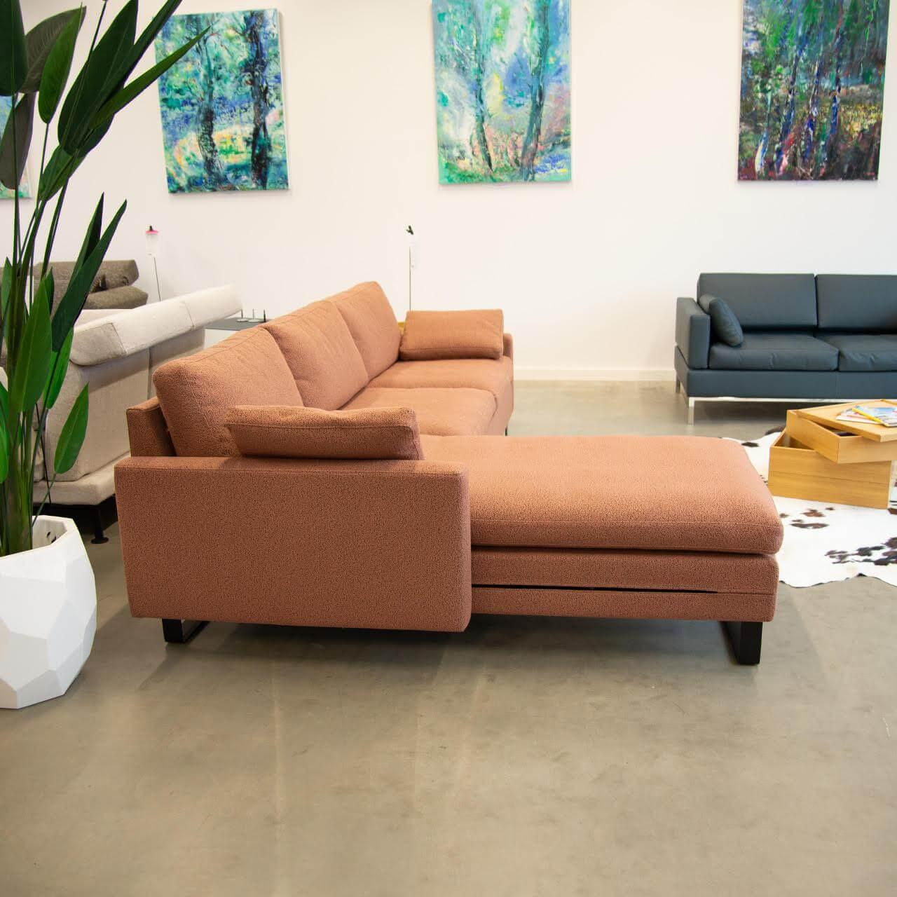 Brühl - Sofa Alba Stoff 5275 51 Rosa Orange Kufe Schwarz Pulverbeschichtet Mit 2 Seitenteilkissen - 9