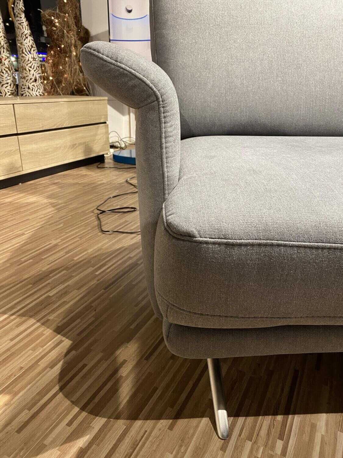 Steinpol - Ecksofa Angelo Stoff Olympia Clean Grau mit Kopfstütze - 5