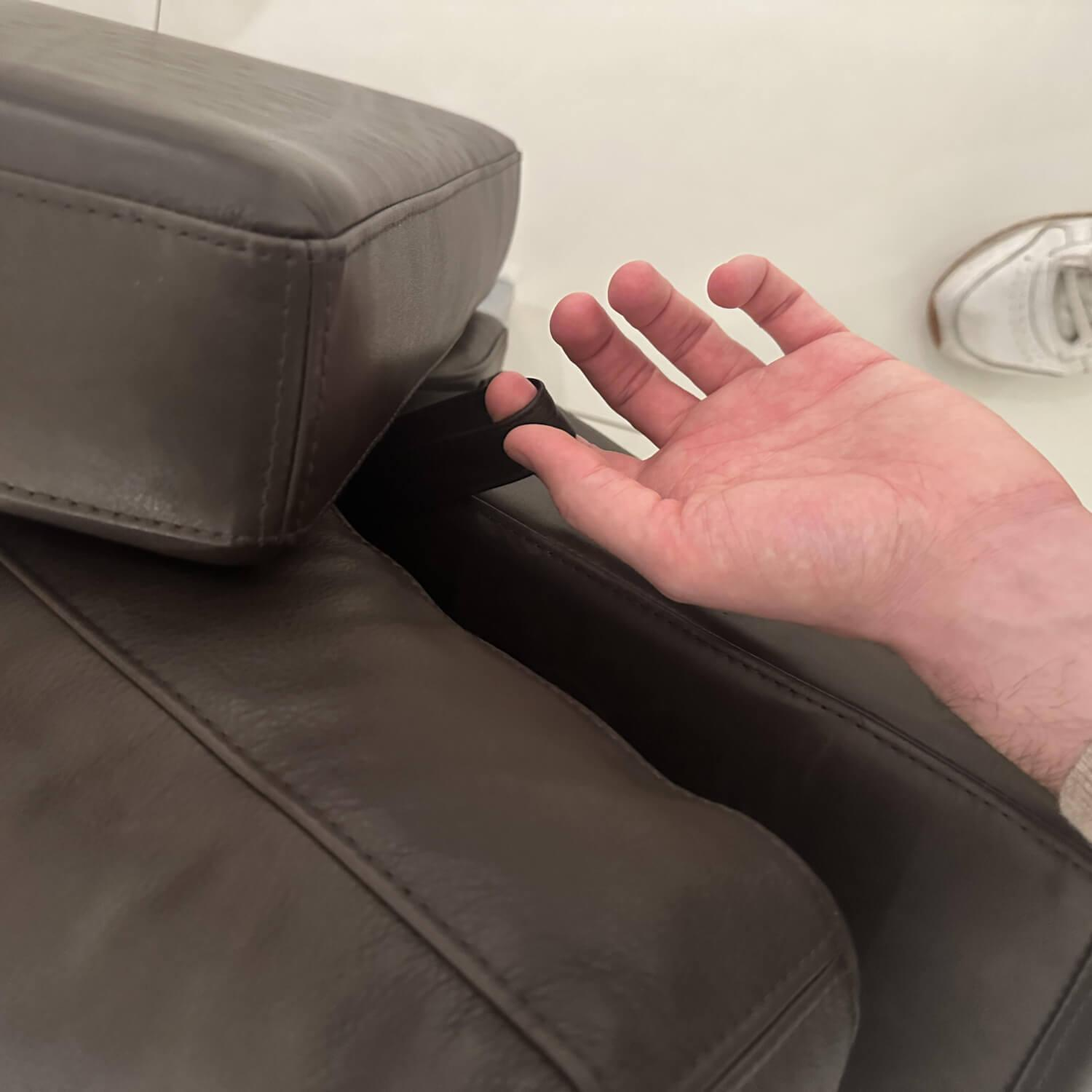 Brühl - Sofa Alba System M Leder 5669 0020 Lama Braun Winkelfuß Verchromt Glänzend Mit Kopfstützenbügel - 4