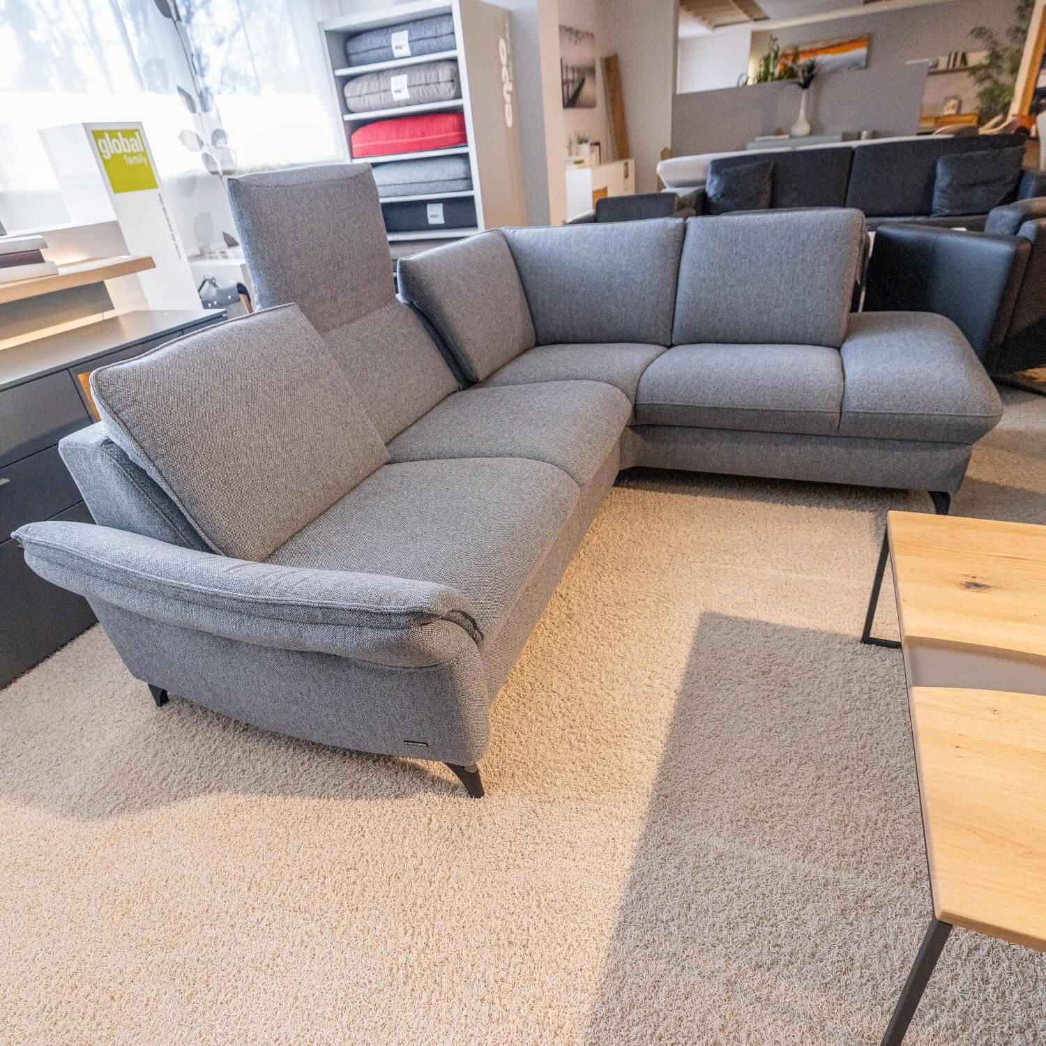 himolla - Ecksofa Spektra 1178 Bezug Stoff 24 Q2 Melang Mare Grau Metallfuß Anthrazit Pulverbeschichtet - 6