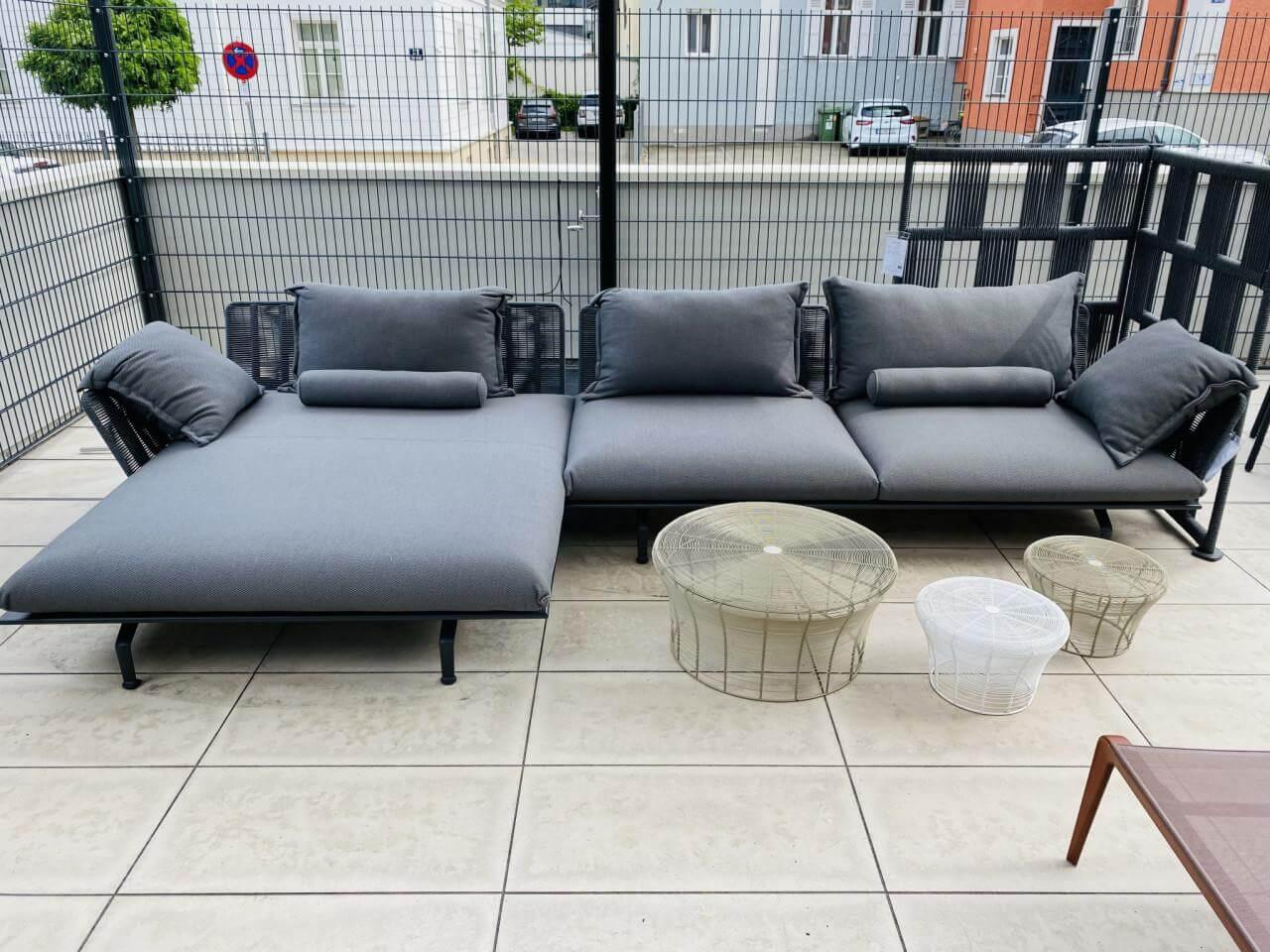 Talenti - Outdoorsofa Cruise Stoff Rope Dark Grey R10 Grau Gestell Graphit Grau Inklusive Outdoorparavent Und Kissen - 2